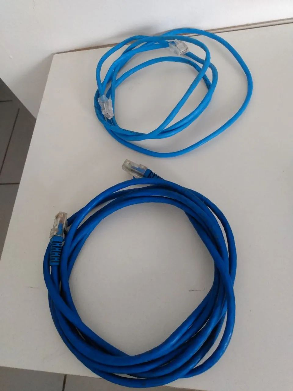 Kit 2 Cabos De Rede Ethernet Lan Internet Rj45 Azul Usado 