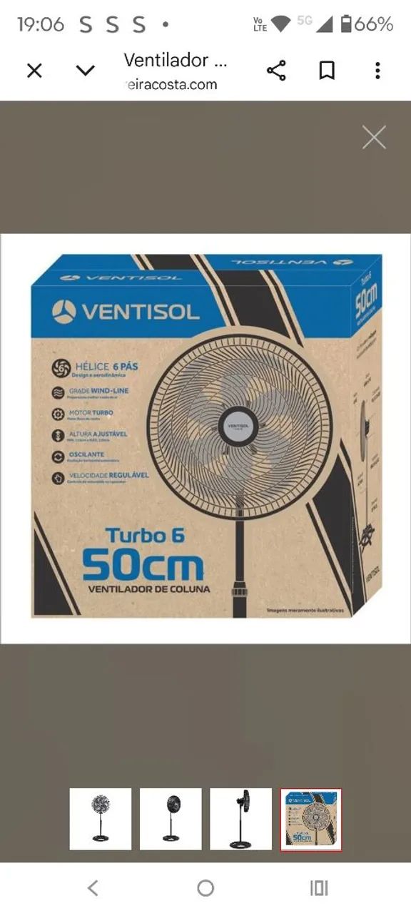 Ventilador ventisol turbo coluna 50cm