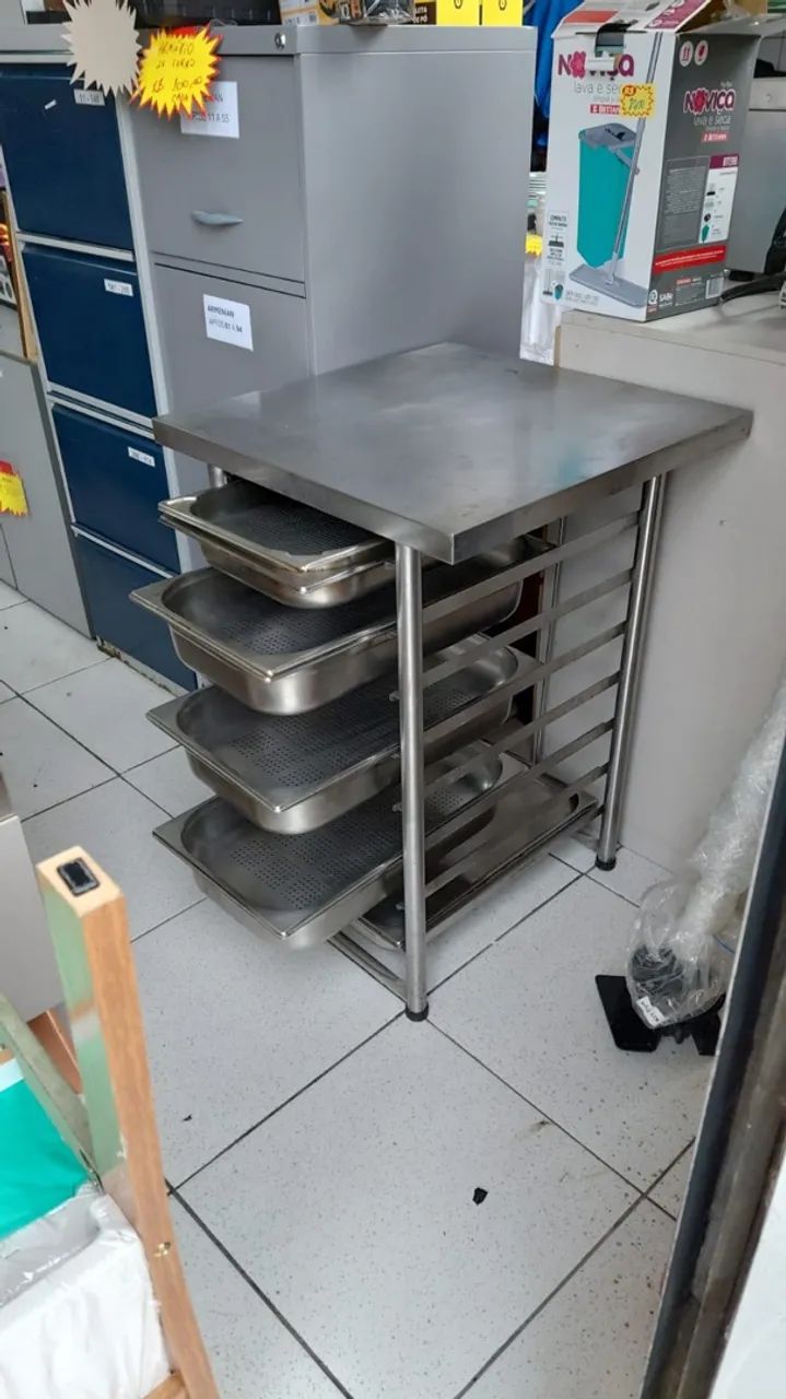 Mesa Esqueleto Aço Inox Com as Assadeiras  - Foto 2