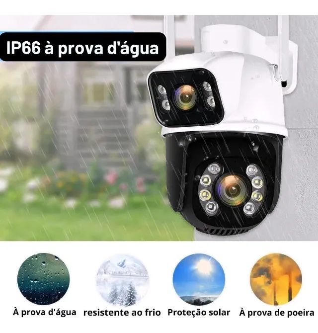 Câmera de vigilância externa com visão noturna e lentes duplas 360 graus Pronta Entrega - Foto 2