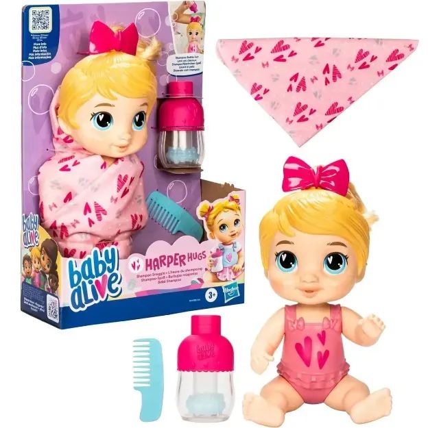 Boneca Baby Alive Harper Hug Bebe Shampoo Loira Hasbro NOVA