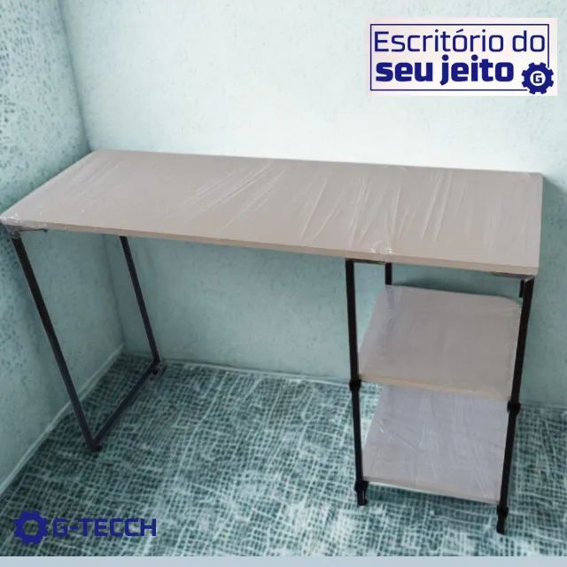Escrivaninha com prateleira 1,1m NOVA Mesa Multiuso de Estudo para Computador Notebook