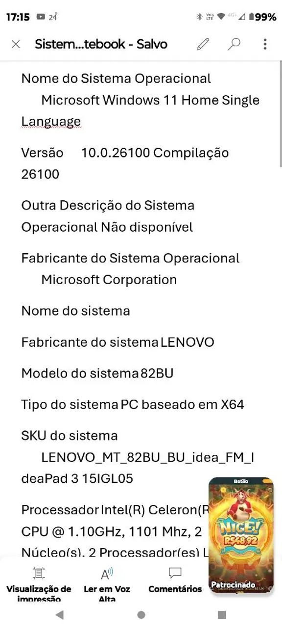 Notebook Lenovo Windows 11  - Foto 4