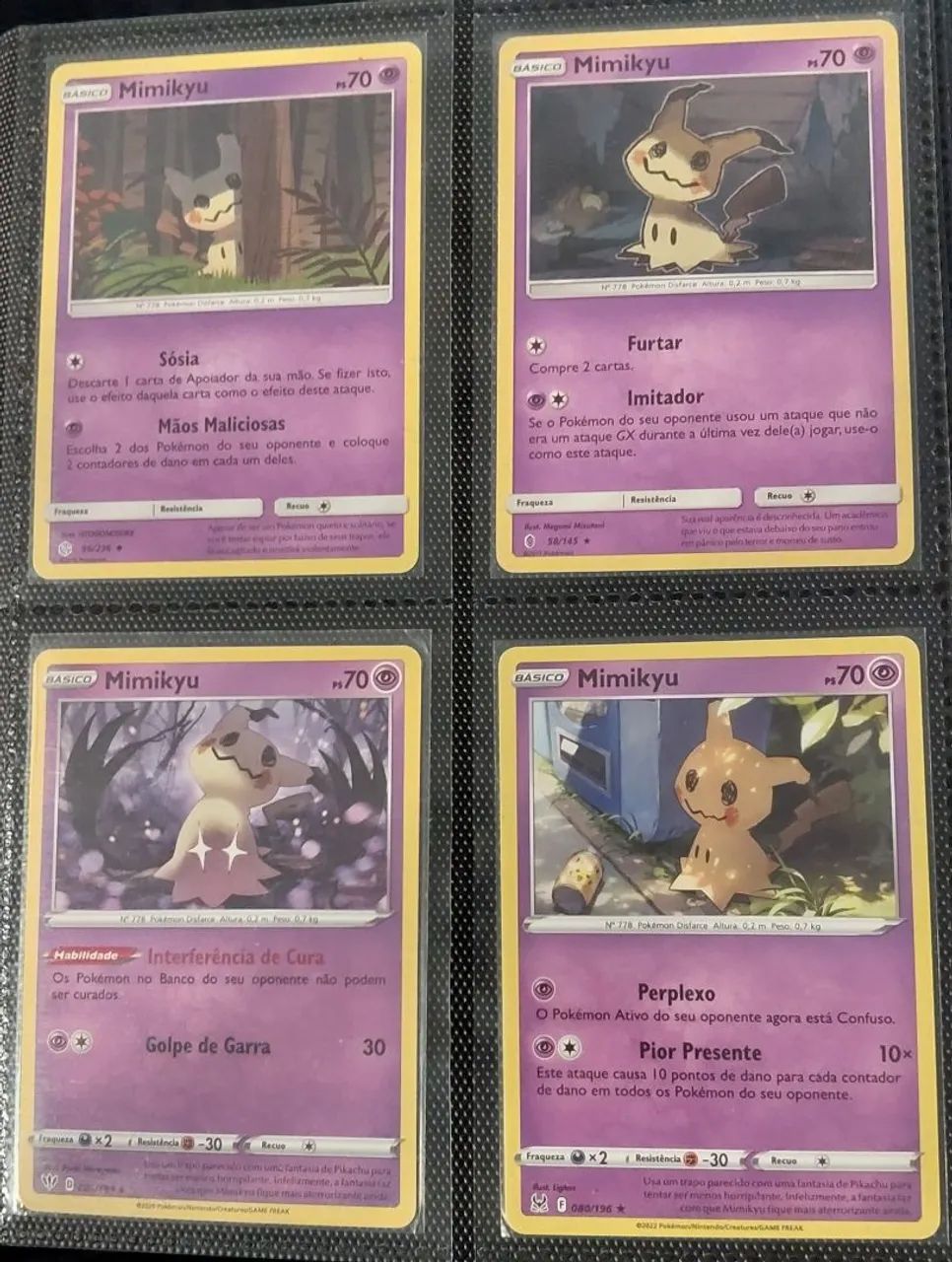 Combo 4 cartas Pokémon  Mimikyu 