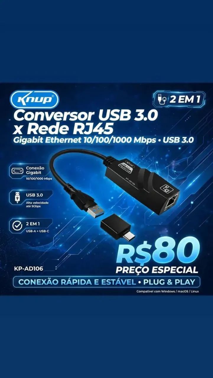 Adaptador USB 3.0 de rede 