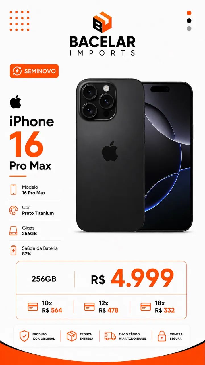 iphone 16 pro Max 256gb - parcelamos  - Foto 2