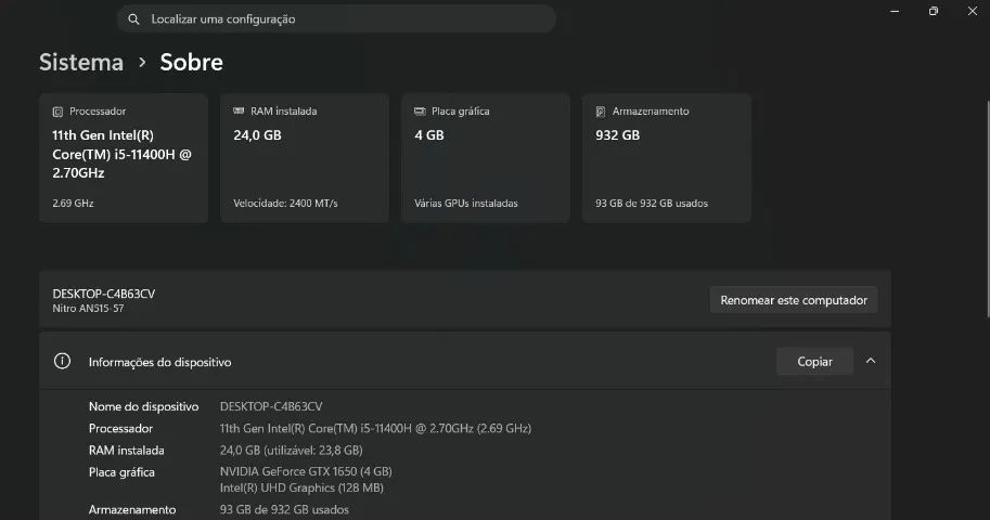 Notebook Acer Nitro | 24gb RAM | Ssd de 1tb | GeForce GTX 1650 - Foto 2