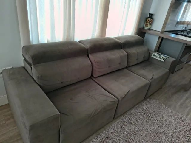 Sofá 3 Lugares Retrátil e Reclinável - 2,90m - Tecido Suede - Foto 2