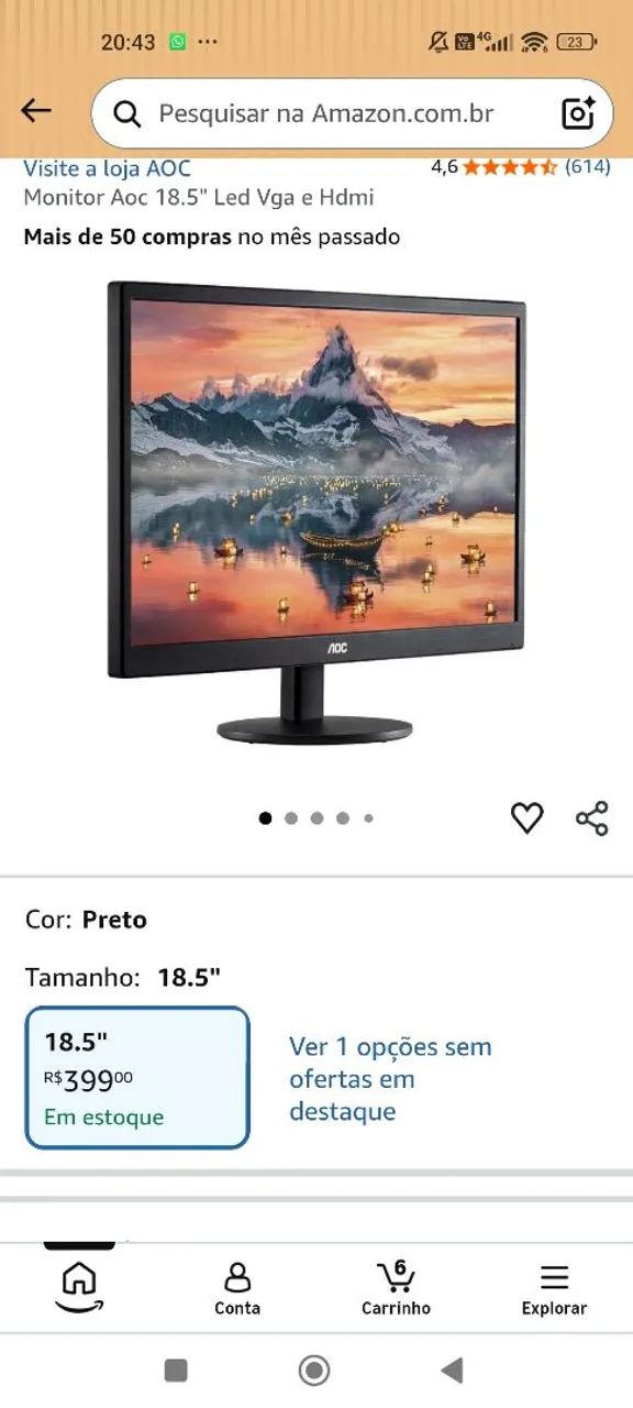 Monitor AOC 18,5 pol - Foto 3