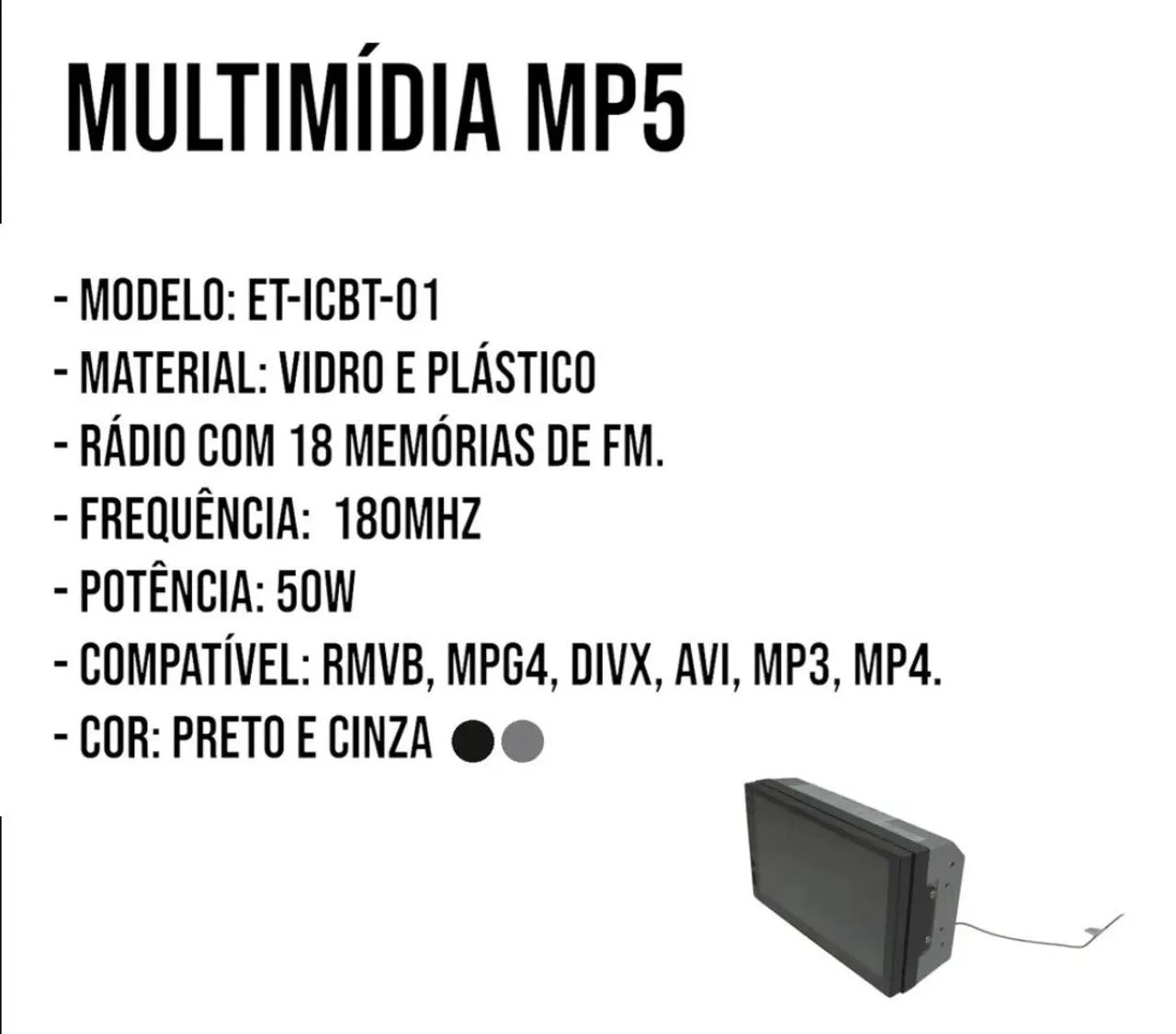 Multimídia MP5 - 2 DIN - Carplay / Android - Foto 2