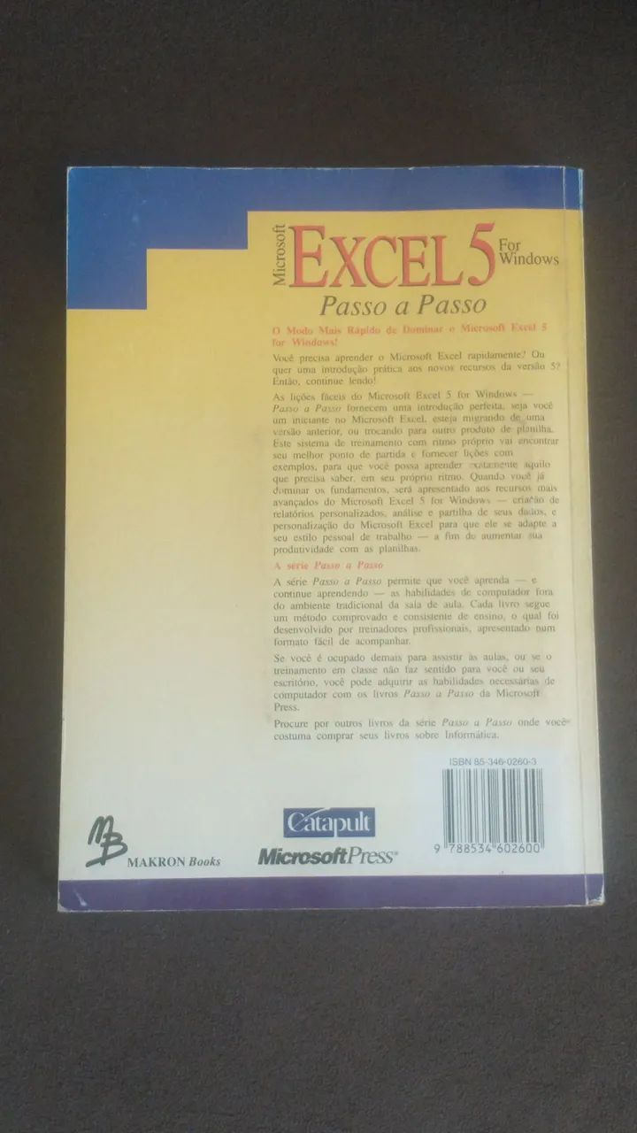 Livro Excel 5 for windows passo a passo makron books - Livros e