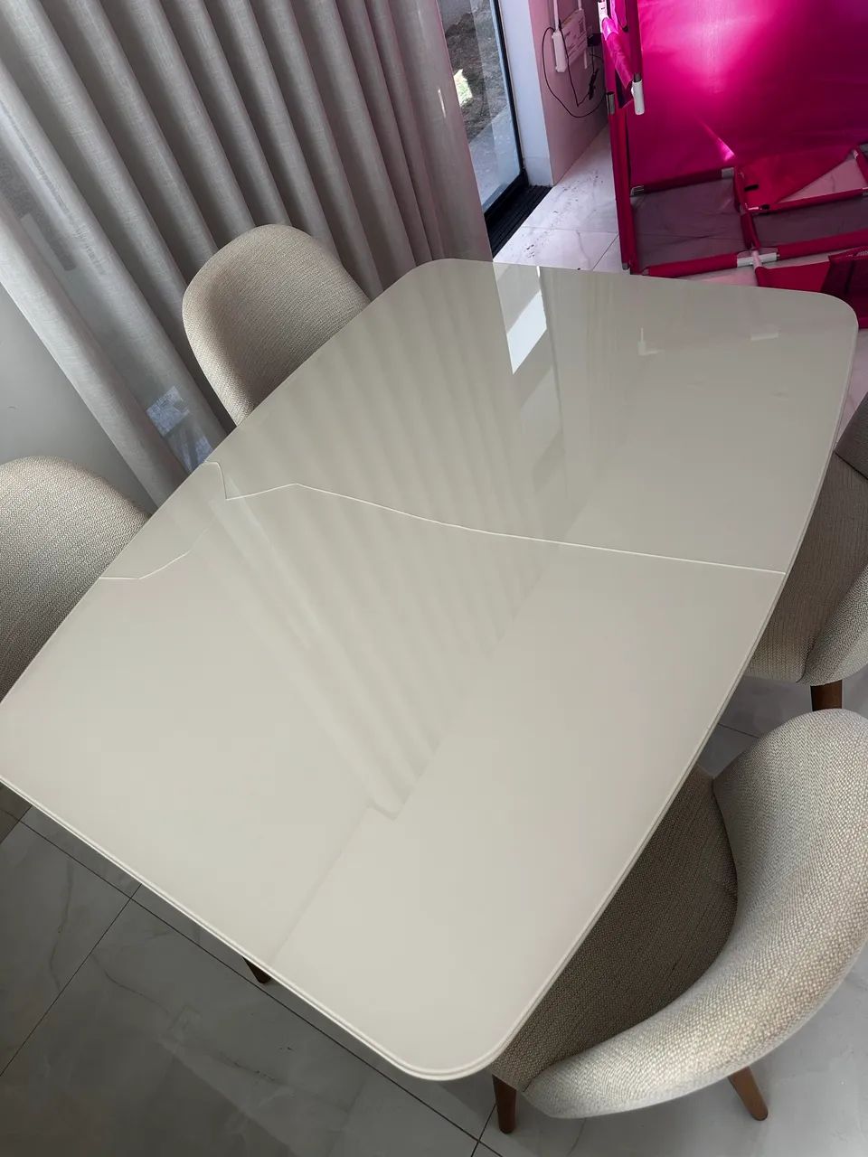 Mesa Retangular com Vidro Donatella com 4 Cadeiras New Drop  - Foto 2