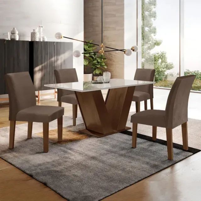 Mesa para Sala de Jantar com 4 Cadeiras Nova 