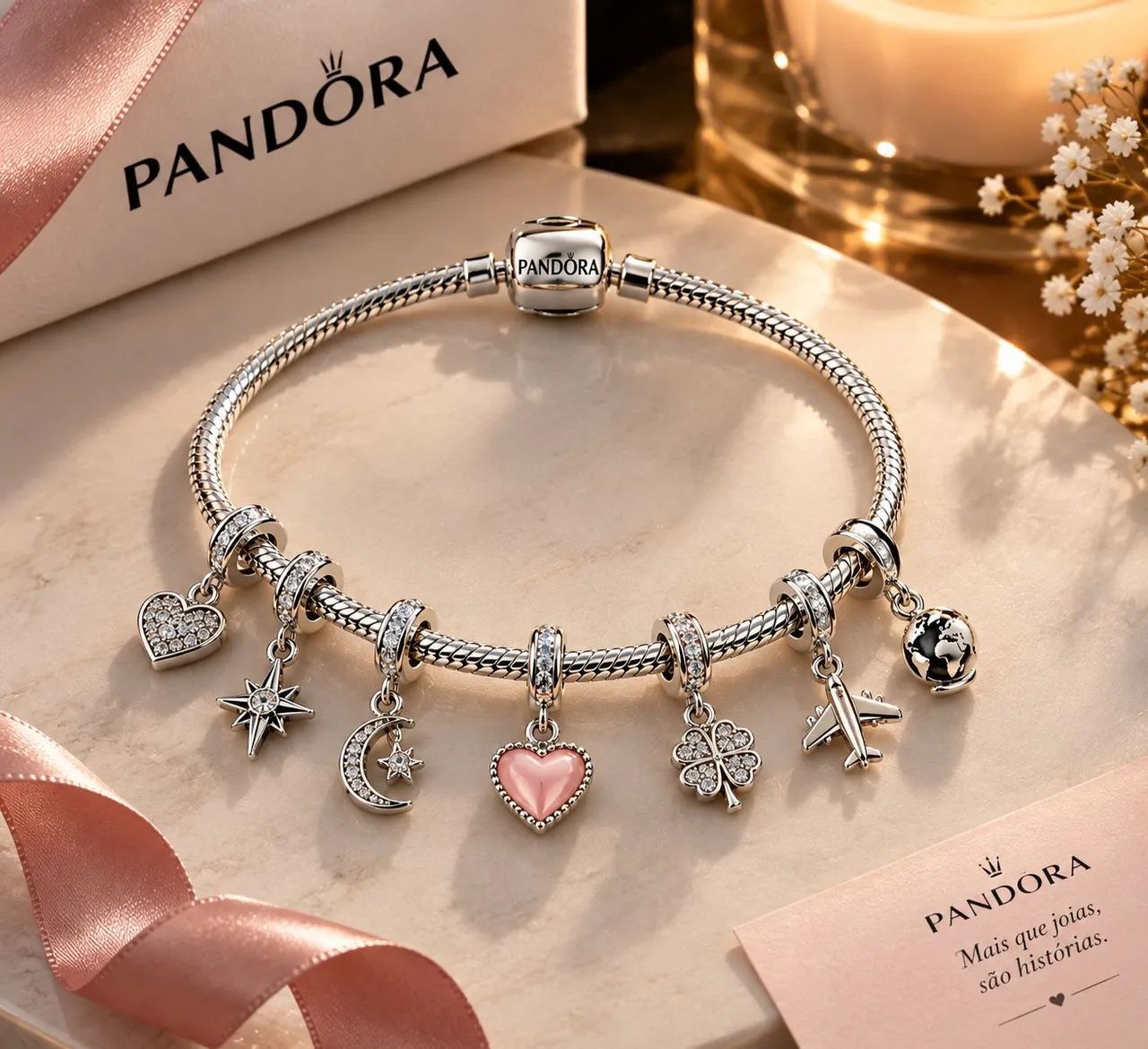Pulseira Pandora Prata 925 Elegante e Sofisticada 
