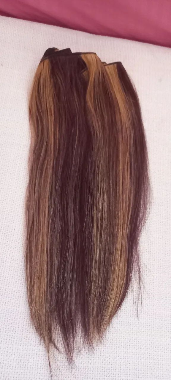 Cabelo humano natural morena iluminada tecido 
