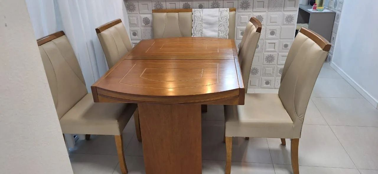 MESA DE JANTAR EXTENSÍVEL com 6 cadeiras  - Foto 3