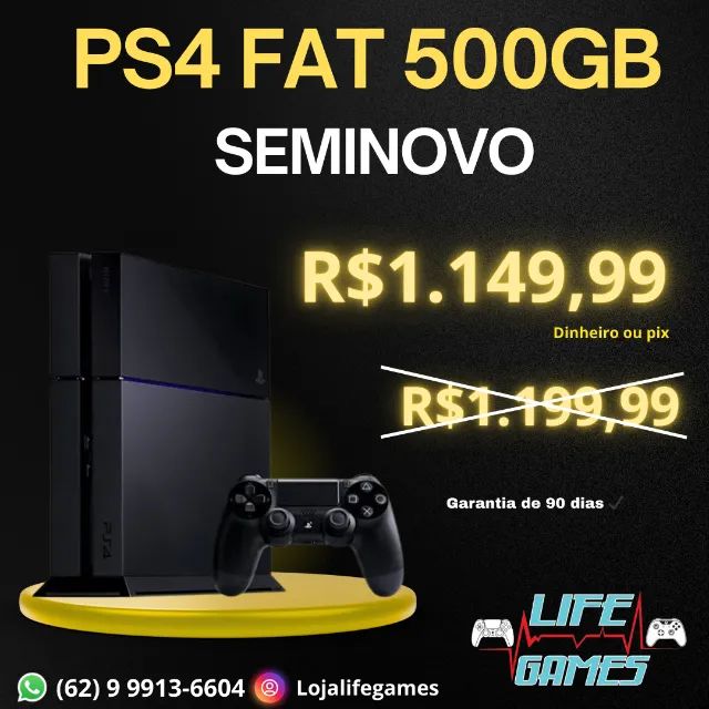  Playstation 4 Fat 500GB seminovo com garantia