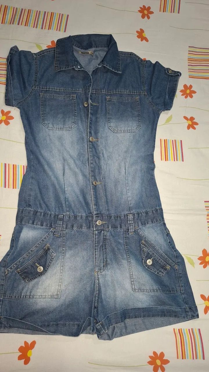Macacão Jeans Feminino 42 - Foto 2