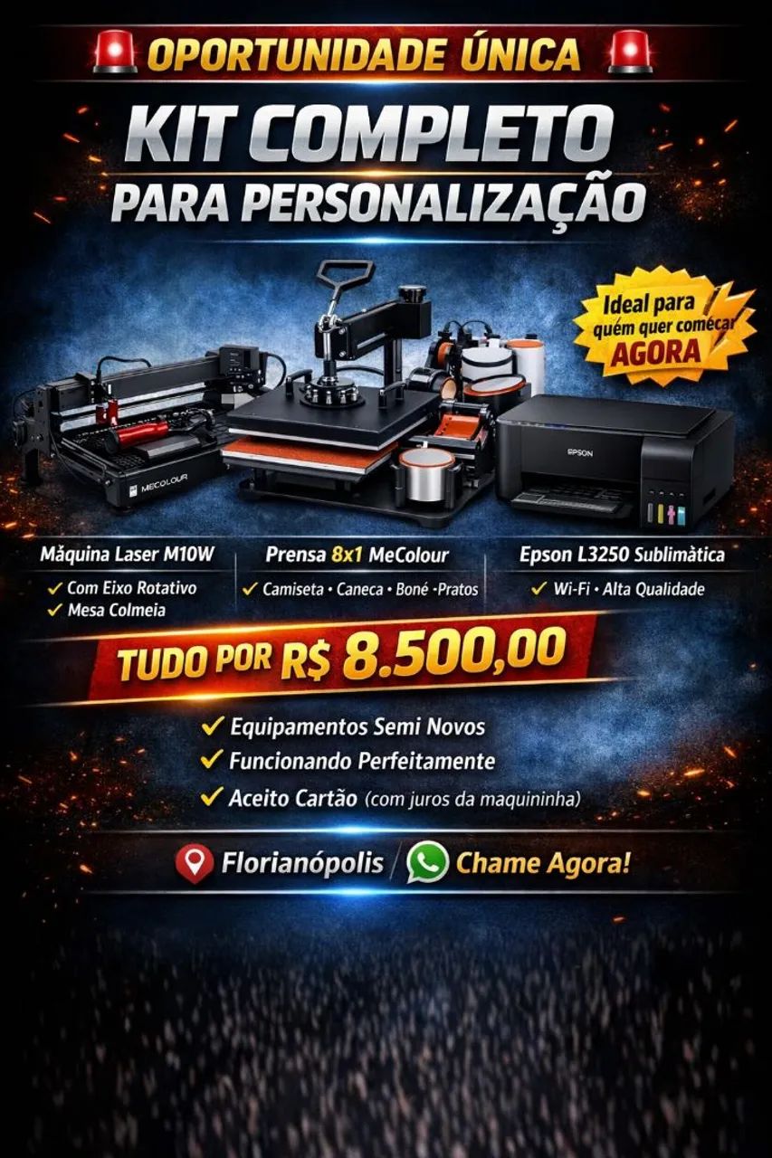 Kit completo para Personalização a laser e sublimação 