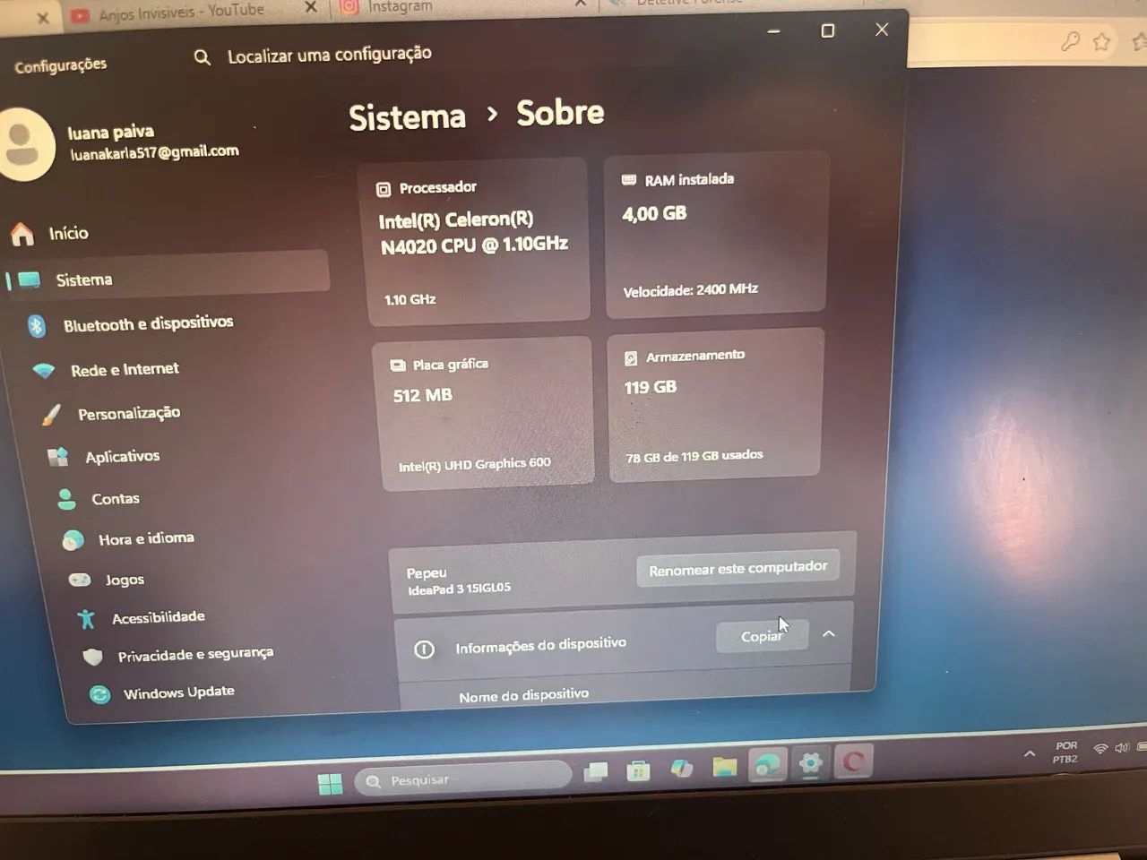 LENOVO IDEAPAD 3i - SSD 128GB | ÓTIMO ESTADO! - Foto 2