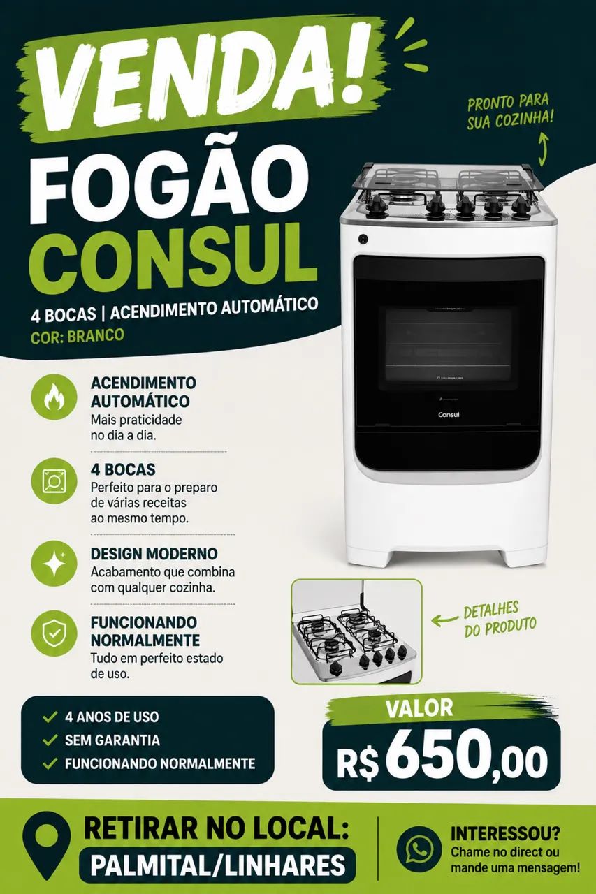 Fogão cônsul 4 bocas 