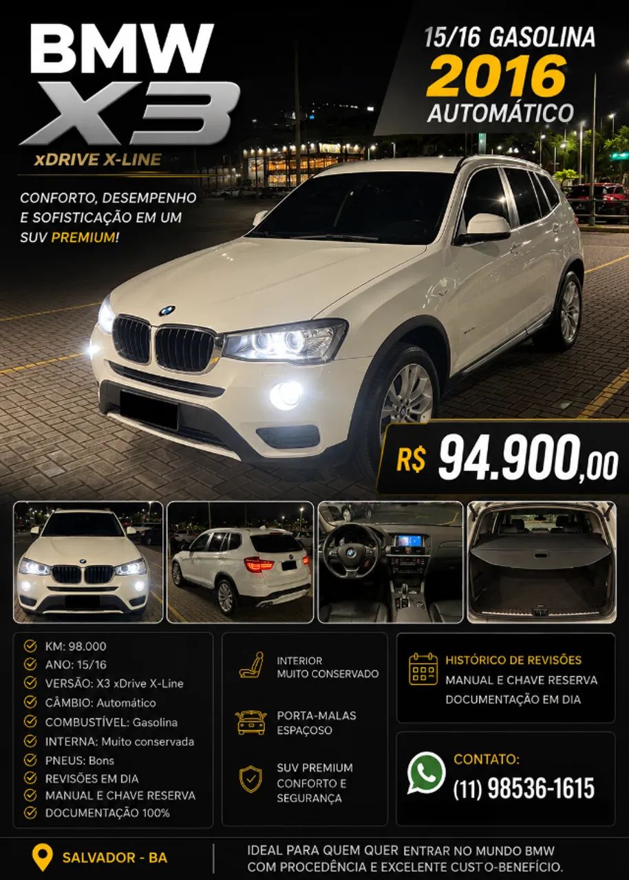 BMW X3 Xdrive 20I 2.0/x-line Bi-TB Flex Aut. 2016