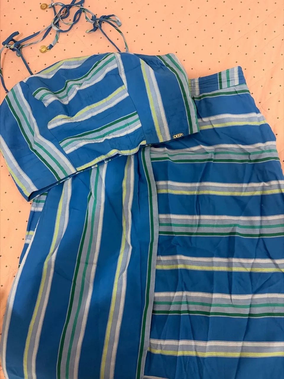 Conjunto Deep Azul Saia e Cropped