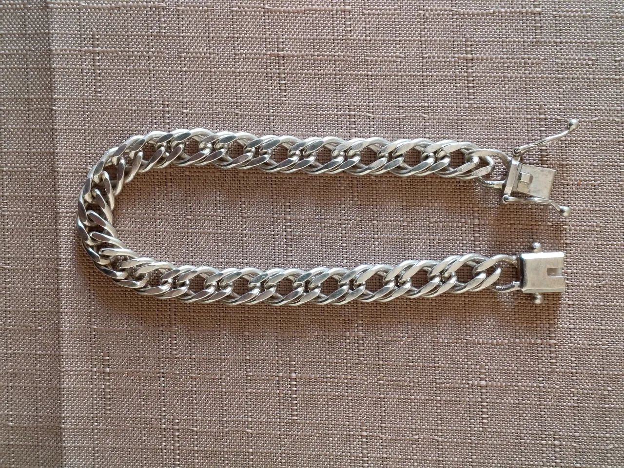 Pulseira prata 925 grumet duplo 7mm 21cm - Foto 2