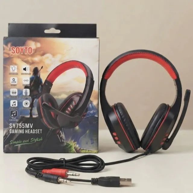 HEADSET GAMER COM FIO E MICROFONE