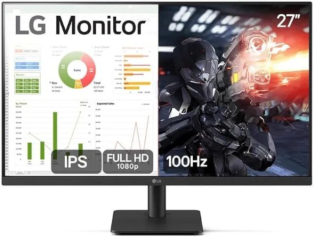 Monitor PC Gamer LG 27? Suporte Duplo Articulado de Mesa e Bandeja para Notebook