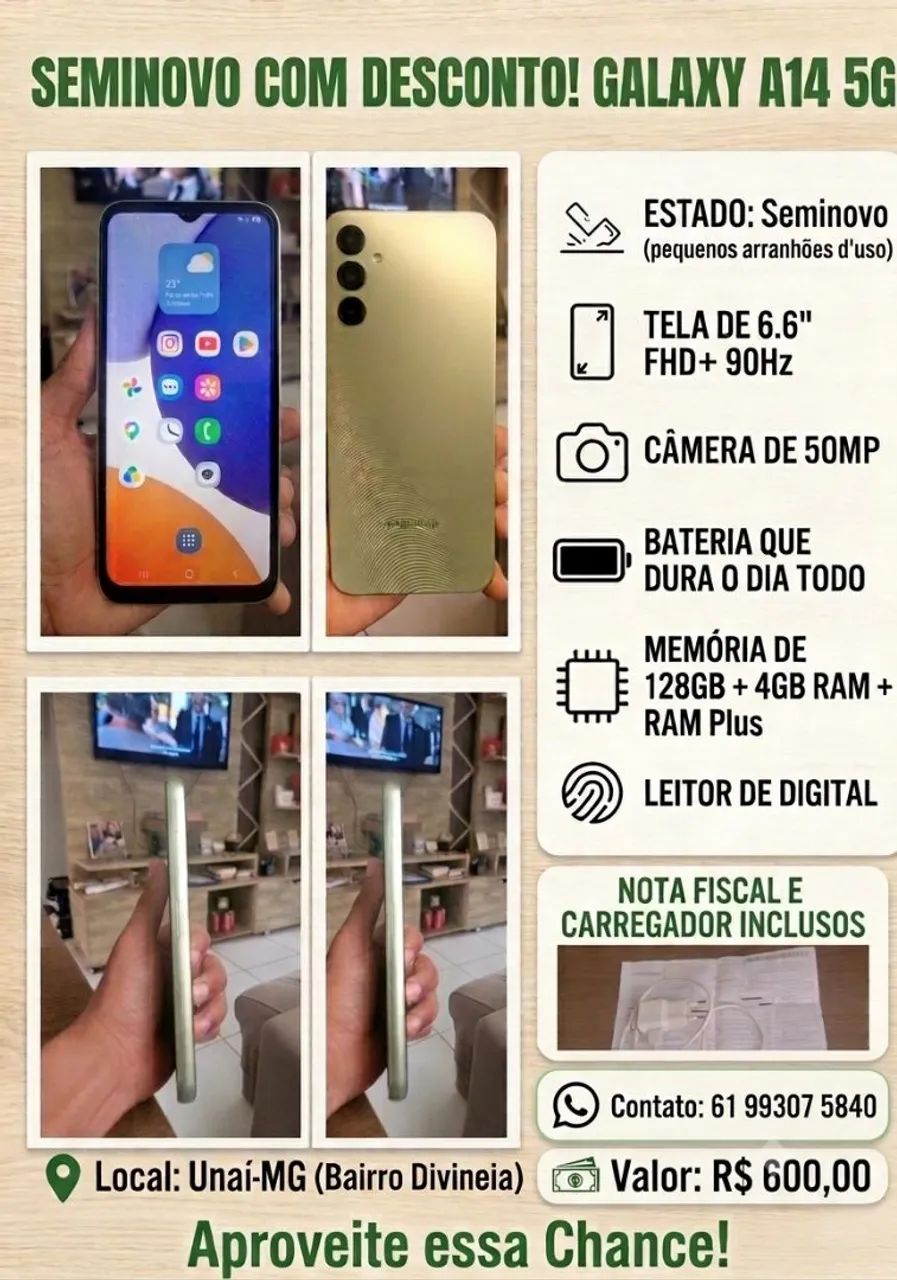 GALAXY A14 5G - OPORTUNIDADE IMPERDÍVEL!