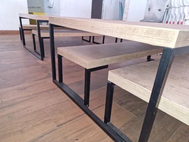Conjuntos de Mesa e Bancos em Estilo Industrial - Foto 5
