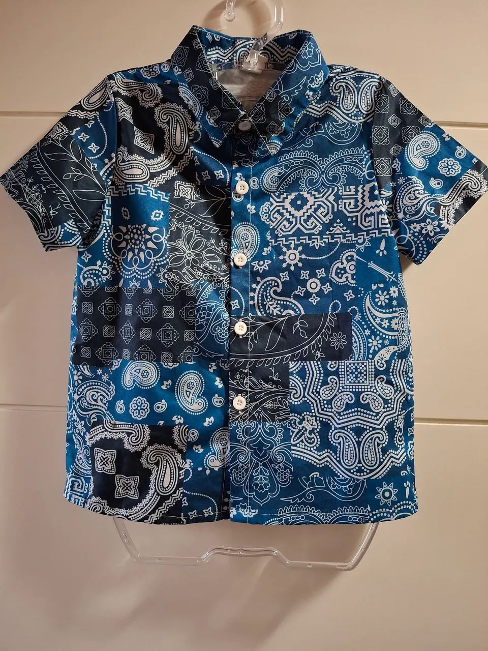 Conjunto Infantil Camisa E Short Estampado Azul - Foto 2