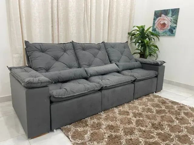 Sofá 7 Lugares Reclinável e Assento Retrátil