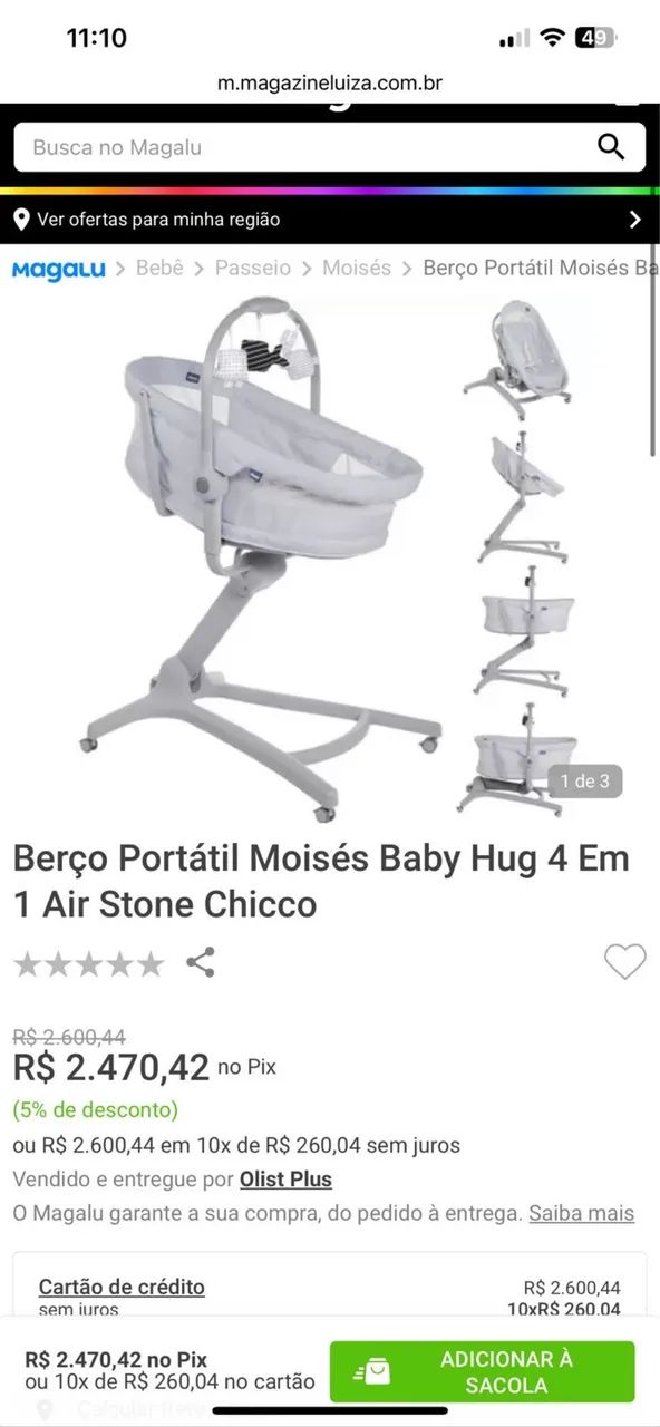 Berço Portátil Moisés Chicco  - Foto 2