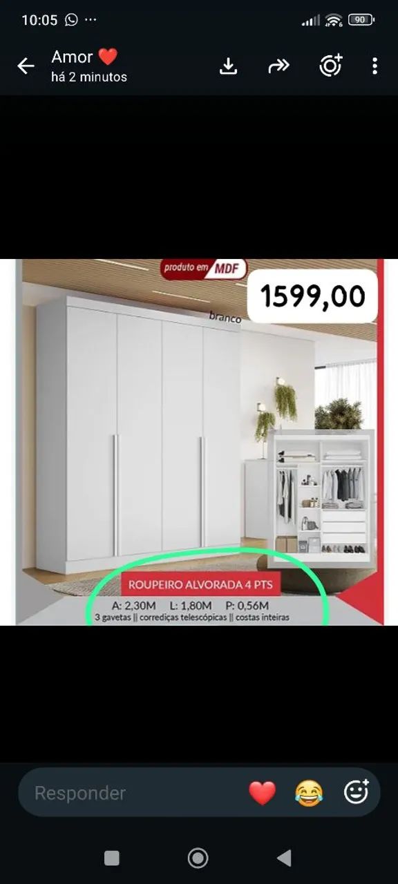 Guarda roupa 800,00 reais 