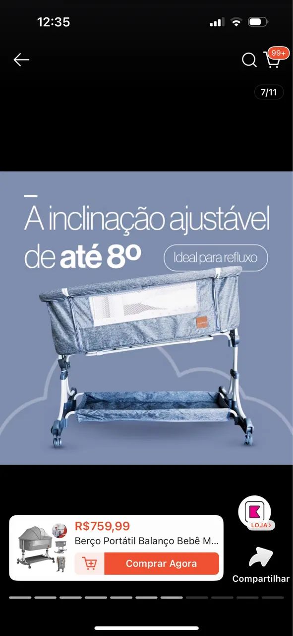 Berço portátil com balanco