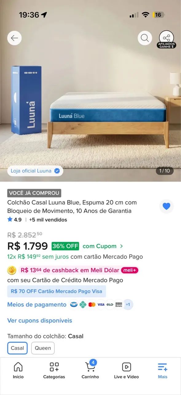 Colchão casal novo Luna  - Foto 5