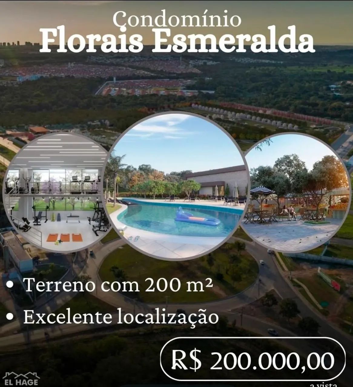 Lote condomínio florais Esmeralda 200mts 
