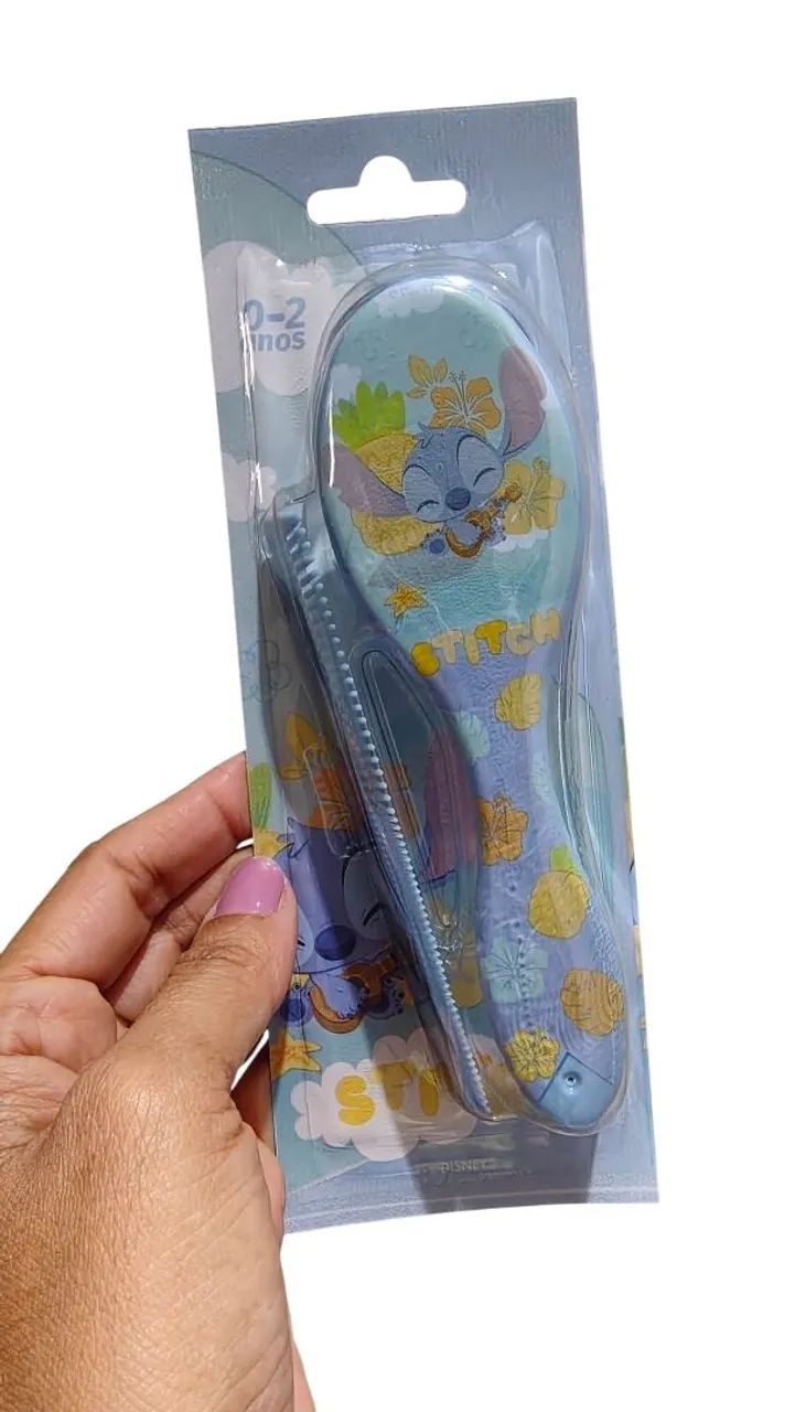Kit escova e pente cabelos bebê Stich Disney
