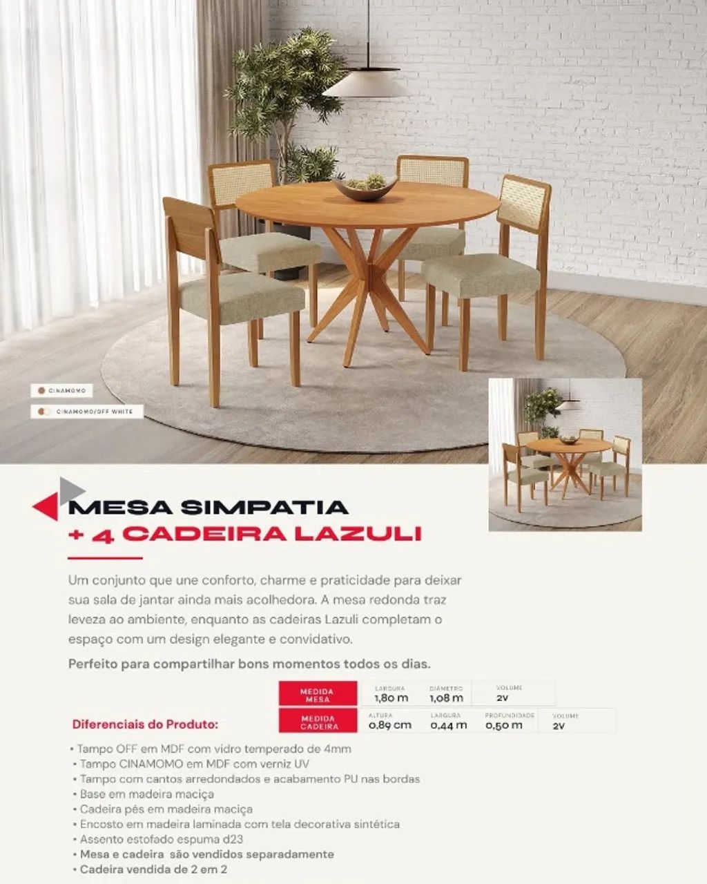 Mesa redonda com 4 cadeiras