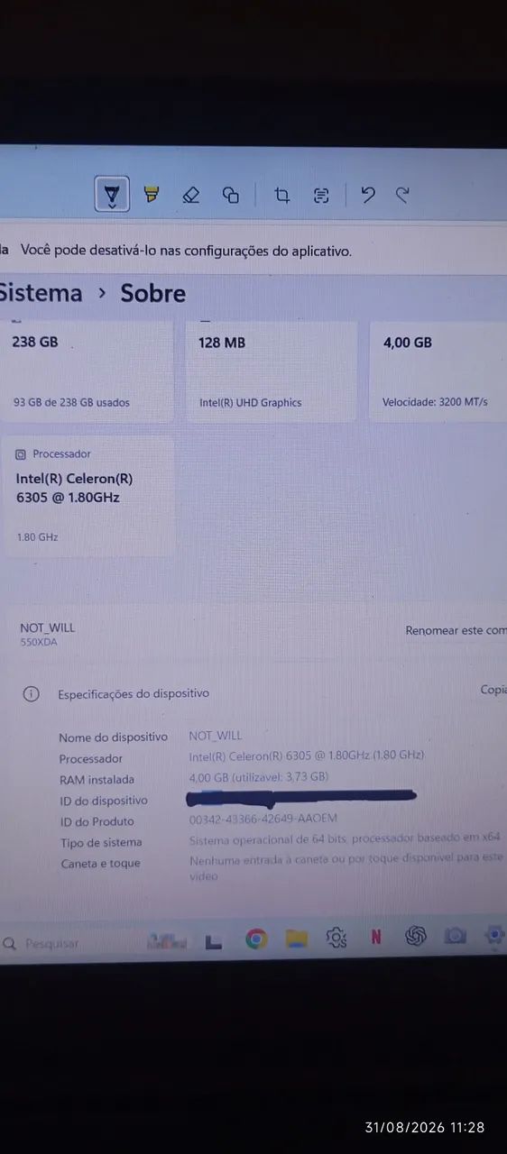 Notebook Book Celeron 6305 4gb Ram Samsung cor prateado  - Foto 2