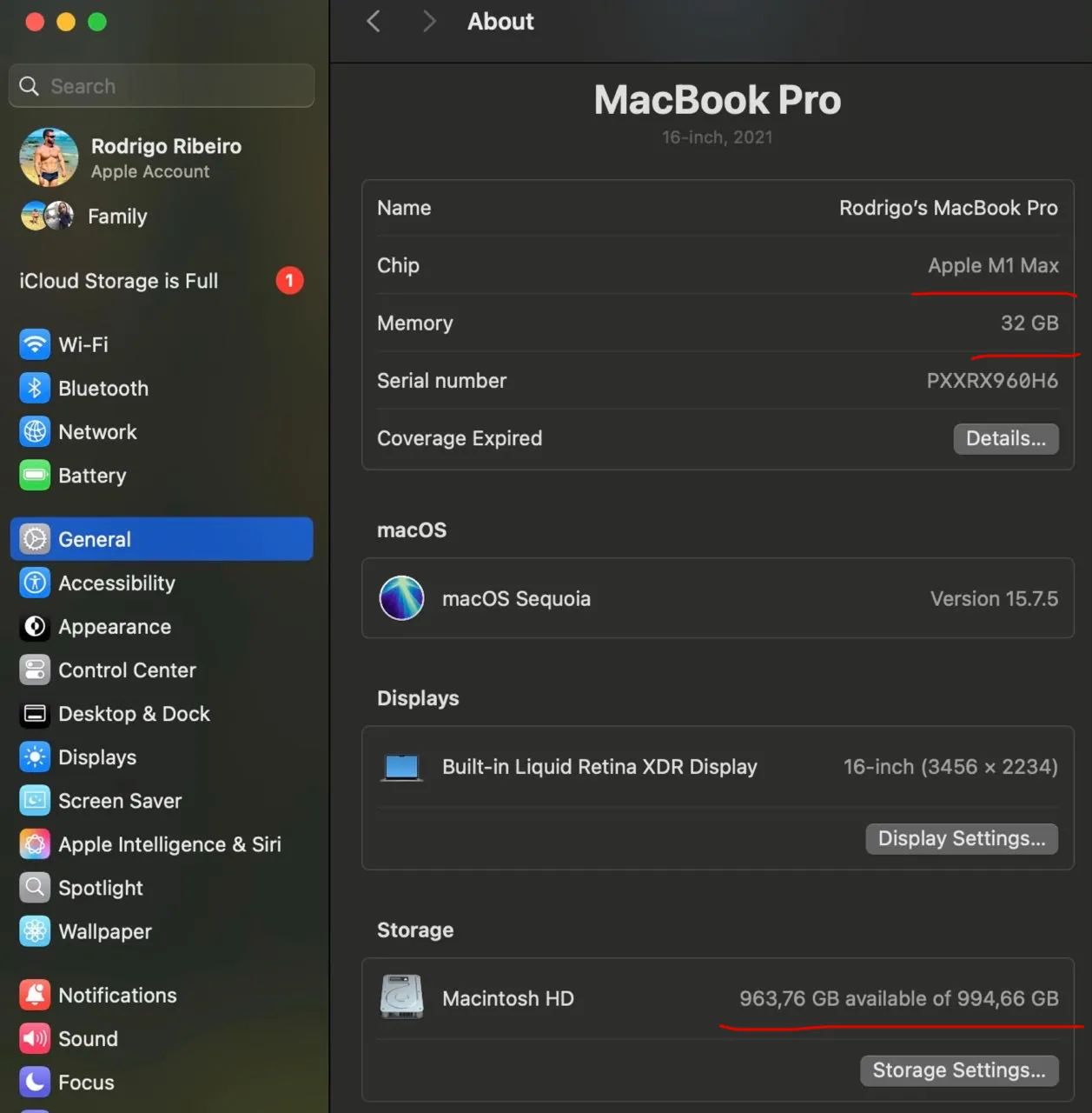MacBook PRO M1 1TB 32GB 16 pol - Foto 2