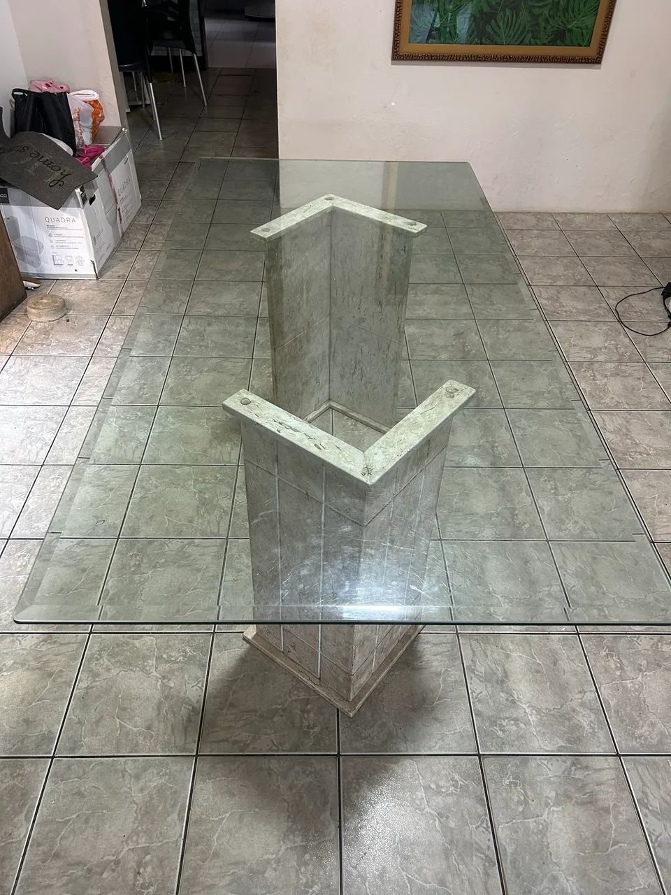 Mesa de Jantar de vidro com base em Mármore  - Foto 3