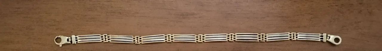 Pulseira grossa e pesada ouro amarelo e branco 18 k.