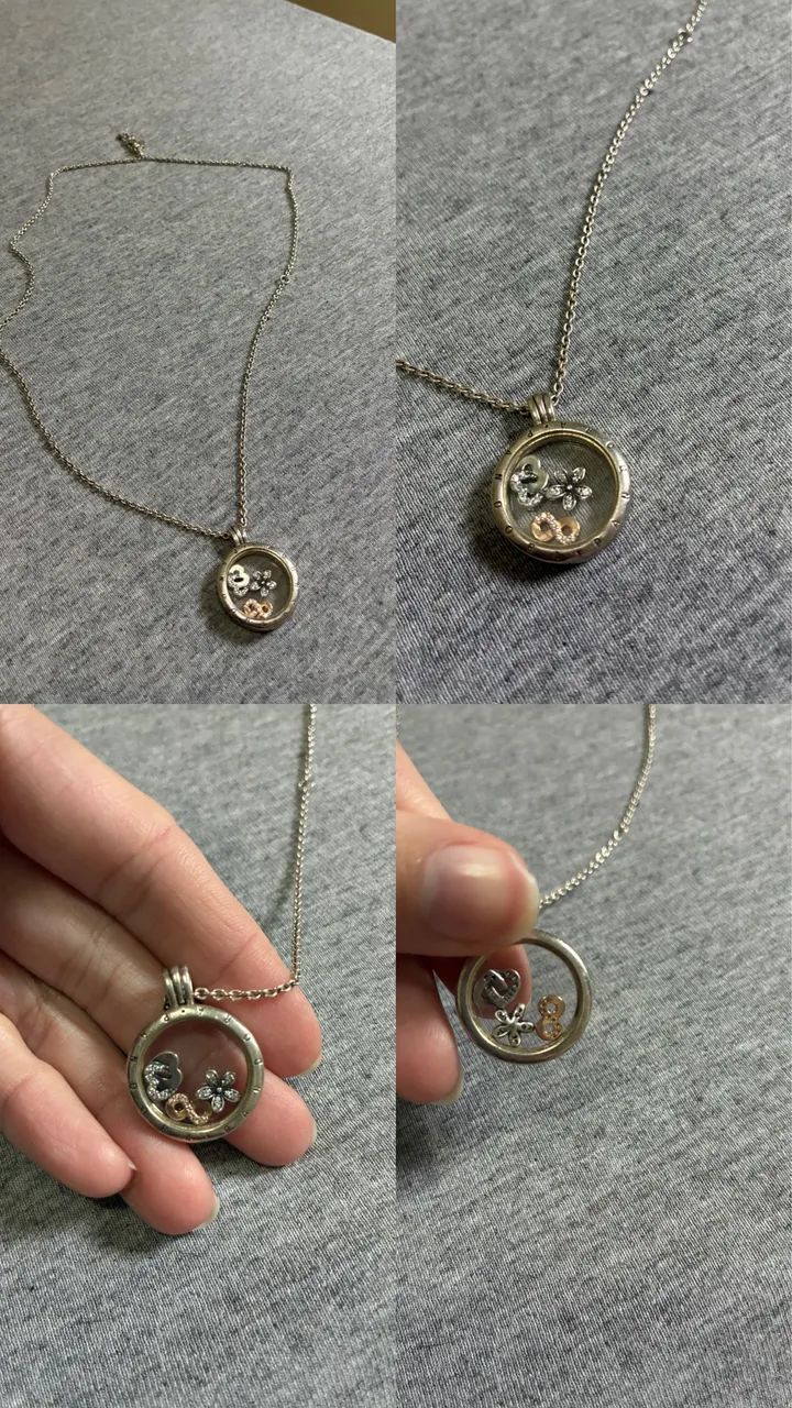 colar relicário floating locket pandora