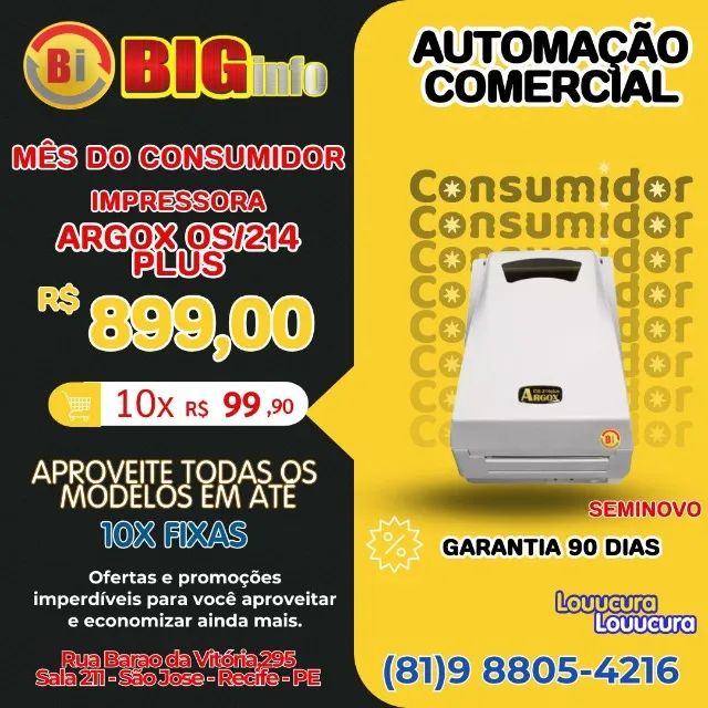 Impressora de Etiquetas Argox OS-214 Plus USB e Serial - Em ate 10x Fixas