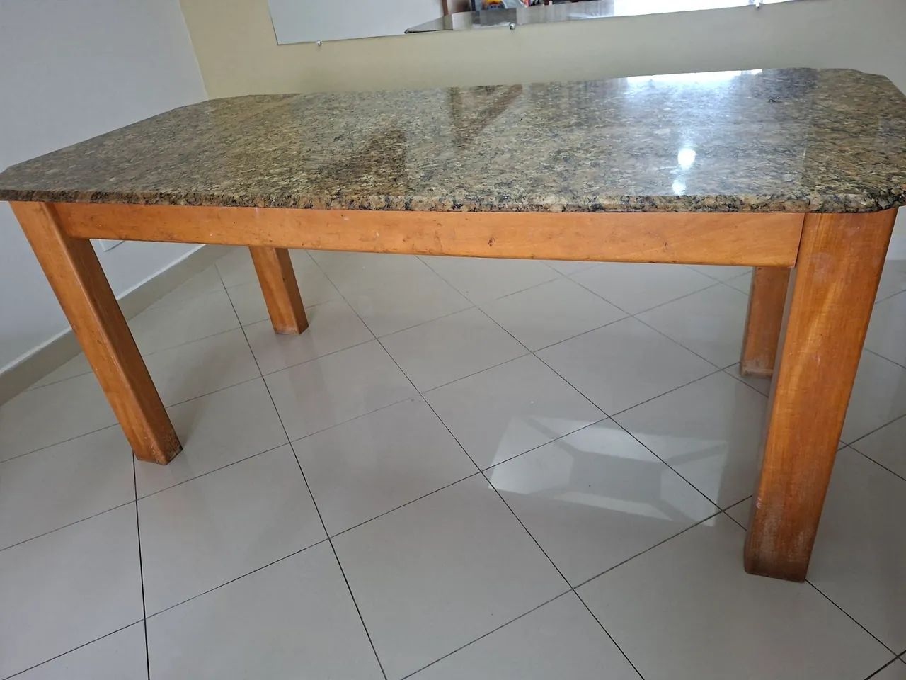 Mesa em granito e madeira pau marfim . - Foto 3