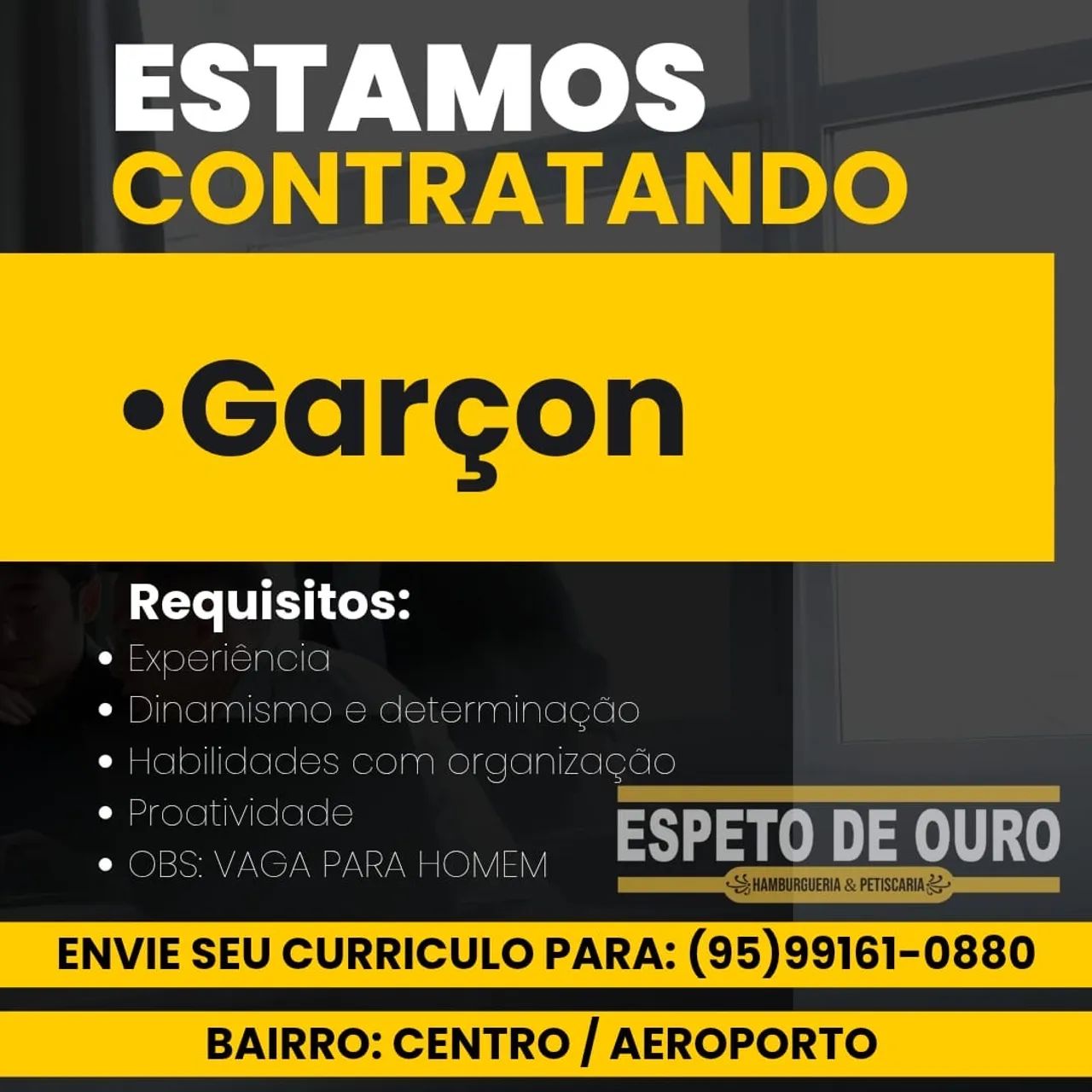 GARÇOM COM EXPERIÊNCIA 