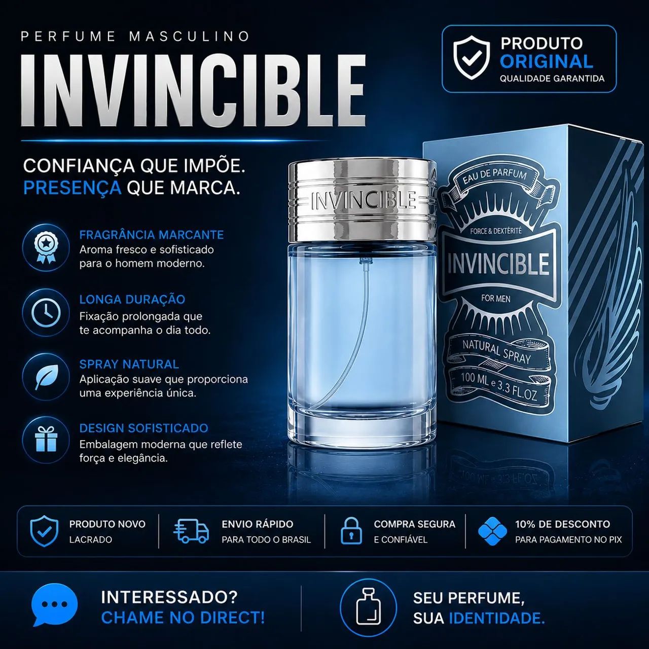 Perfume Masculino Invincible For Men Tam. 100Ml - Foto 2